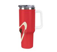 Bicchiere in acciaio da 40 OZ con isolamento sottovuoto, coperchio e cannuccia per acqua, tè freddo o caffè, frullati e altro ancora, manico bianco, motivo aereoplano di carta Broken Love