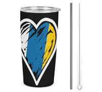 Bicchiere in acciaio inossidabile da 20 once con bandiera delle Isole Canarie e cuore, isolamento termico, tazza da viaggio a doppia parete con coperchio e cannuccia per uomo e donna, regalo per caff