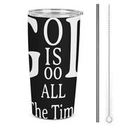Bicchiere in acciaio inossidabile da 20 once con isolamento termico "Gesù Cristo Cristiano è Dio", tazza da viaggio per auto a doppia parete con coperchio a cannuccia per uomini e donne, regalo per c