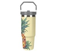 Bicchiere in acciaio inossidabile da 30 OZ con cannuccia girevole, bottiglia d'acqua isolata a doppia parete, a prova di perdite, divertente tazza da viaggio a forma di ananas per casa, ufficio, aut