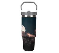 Bicchiere in acciaio inossidabile da 30 OZ con cannuccia girevole, bottiglia d'acqua isolata a doppia parete, tazza da viaggio a forma di luna piena a prova di perdite, per casa, ufficio, auto, atti