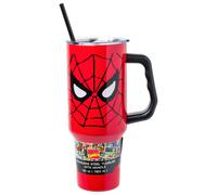 Bicchiere in acciaio inossidabile Silver Buffalo Marvel Avengers Spider-Man con manico e cannuccia, adatto a portabicchieri standard, 40 once