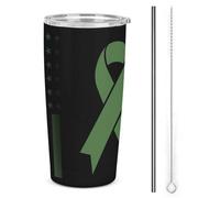 Bicchiere in acciaio inox da 20 once con isolamento termico per la consapevolezza della depressione vintage, tazza da viaggio per auto a doppia parete con coperchio a cannuccia per uomo e donna, rega