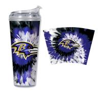 Bicchiere in acrilico con coperchio a cerniera da 24 once, colorante metallizzato Tye Dye dei Baltimore Ravens della NFL di Rico Industries