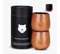 Bicchiere in legno di giuggiola carbonizzato, realizzato a mano, per caffè e tè, tazza portatile per casa, ufficio, uso esterno, con confezione in tubo di carta kraft, per tutti (8,2 x 8,3 cm, 240 ml