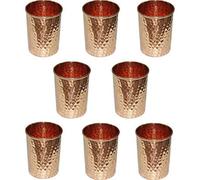 Bicchiere in rame puro da bere, bicchiere martellato, per acqua, bicchieri da tavola, 226,8 g, set di 8 pezzi, capacità 350 ml