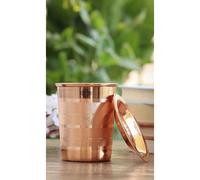 Bicchiere in vetro rame indiano con coperchio - bere acqua pura - 250 ML -...