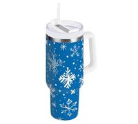 Bicchiere isolato sottovuoto, con coperchio a prova di perdite e cannuccia, 1,18 l, bocca larga, tazza da viaggio con manico, per acqua, tè freddo o caffè