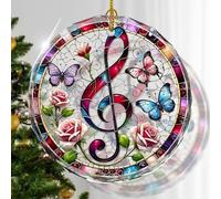 Bicchiere Ornamento Di Natale In Ceramica Musical Note 2Pcs