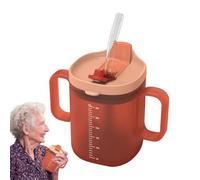 Bicchiere per acqua per anziani, per la riabilitazione, anti- | Bicchiere a prova di perdite da 300 ml con manici, tazza per bere, bottiglia d'acqua, tazza con coperchio e cannuccia