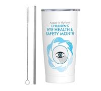 Bicchiere per bambini EyeAnd Safety Month con coperchio e cannuccia Bicchiere da caffè riutilizzabile in acciaio inossidabile da 20 once con isolamento sottovuoto Tazza da viaggio