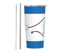 Bicchiere per bambini EyeAnd Safety Month con coperchio e cannuccia Bicchiere da caffè riutilizzabile in acciaio inossidabile da 20 once con isolamento sottovuoto Tazza da viaggio