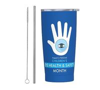 Bicchiere per bambini EyeAnd Safety Month con coperchio e cannuccia Bicchiere da caffè riutilizzabile in acciaio inossidabile da 20 once con isolamento sottovuoto Tazza da viaggio