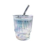 Bicchiere Per Bevande 2 pz 350 ml Semplice Tazza di Vetro Caffè Con Coperchio E Cannuccia Trasparente Succo Gelato for La Casa Yogurt Latte Per Tè Freddo, Bevande(Clear2)