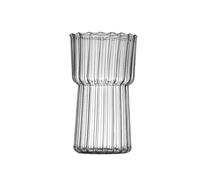 Bicchiere Per Bevande Contenitore for caffè con tazza di latte e a strisce in vetro lavabile resistente al calore da 2 pezzi Per Tè Freddo, Bevande(550ml)