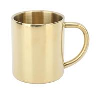Bicchiere Per Bevande Tazza da caffè 2 pezzi in acciaio inossidabile 304 isolata a doppia parete di grande capacità con manico for tè e latte Per Tè Freddo, Bevande(Gold 300ML)