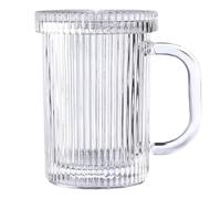 Bicchiere Per Bevande Tazze da caffè trasparenti Tazza in vetro a strisce semplici con coperchio tè in paglia Set di bicchierini for colazione succo vino, birra, latte Per Tè Freddo, Bevande