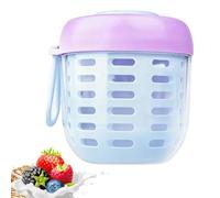 Bicchiere per frutta, 500 ml, contenitore riutilizzabile con manico, contenitore per frutta per frigorifero con colander rimovibile, per agenzie di viaggio, campeggio all'aperto