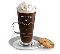 Bicchiere per latte macchiato - In vetro - Incisione personalizzata - 360 ml - Tazza per caffellatte - Cioccolata calda - Per anniversario di matrimonio - Per una coppia - coppia