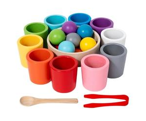 Bicchiere per ordinare a colori - Bicchiere impilabile con palline da 12,9 cm, aumenta il controllo delle dita | Contare, impilare e abbinare i giochi con facilità, giocattoli di smistamento dei
