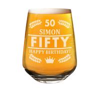 Bicchiere Personalizzato Per Birra Vino Gin Crown Age Wheat 2/3 Compleanno Papà