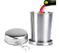 Bicchiere pieghevole in metallo per bere, bicchiere da viaggio retrattile di piccola capacità, contenitore per liquidi compatto a mano, per viaggi con zaino in spalla, campeggio, esploratori