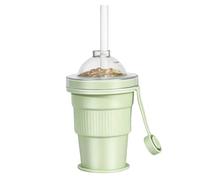 Bicchiere Pieghevole Per Acqua - Contenitore Idratazione con Coperchio 325 ml - Bicchiere Da Viaggio Pieghevole In Silicone Per Acqua - Adatto A Succhi Vino Bevande Palestra Campeggio Spiaggia Picnic