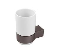 Bicchiere porta spazzolini a muro in alluminio grigio dal design moderno