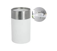 Bicchiere Portaspazzolini per Bagno - Contenitore Porta Spazzolini, in Plastica e Metallo, 7x11x7cm, Bianco