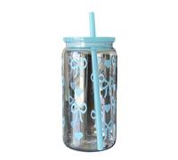 Bicchiere riutilizzabile da 473 ml con design decorativo a fiocco per bere, tazza per acqua da cucina, bottiglia con cannuccia