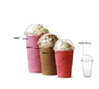 BICCHIERE SMOOTHIE MILK SHAKE FRAPPE CON COPERCHIO A CUPOLA CON FORO 100 PEZZI