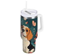 Bicchiere sottovuoto da 1,18 l, con cannuccia, resistente alle perdite, riutilizzabile, per bambini, tazza da viaggio per caffè caldo, regalo per donne, uomini, lui e lei
