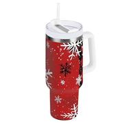 Bicchiere sottovuoto natalizio invernale con fiocchi di neve, 1,18 l, con coperchio con cannuccia, bottiglia d'acqua per ragazze, riutilizzabile, set regalo per donne, uomini, lui e lei