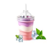 Bicchiere stampo per cubetti di ghiaccio con cannuccia | bottiglia da caffè a prova di perdite con coperchio - bicchiere stampo per palline di ghiaccio - per casa, ufficio, scuola, dormitorio, viaggi