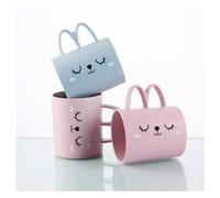BICCHIERE TAZZA 400ML CON FACCINE COLORATE IN PLASTICA TAZZONE LATTE X COLAZIONE