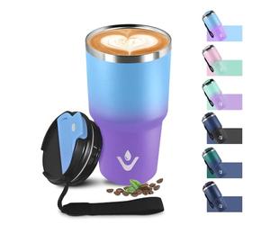 Bicchiere Termico 600ml 20oz, Tazza Termica con Doble Pared Reutilizable, Borraccia Termica in Acciaio Inox, sin BPA, Tazza da Viaggio per Caffe, Termos Caffè para Viajes, Oficina, Deporte, Escuela