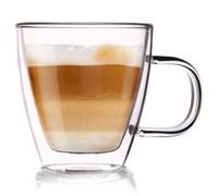 Orion - Bicchiere da tè a doppia parete in vetro termico per caffè, latte, cappuccino, 180 ml