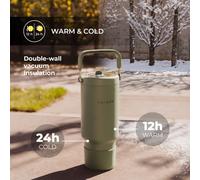 Bicchiere termico con coperchio e cannuccia a scatto CHiATO Home freshSIP Sage Green, 946 ml - Verde