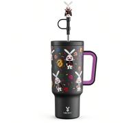 Bicchiere termico da 40 once con manico e cannuccia, bottiglia d'acqua isolata a vuoto, tazza isolata, bicchiere con coperchio e cannuccia, tazza da viaggio in acciaio inossidabile isolata, 100% a pro
