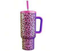 Bicchiere termico da 40 once con manico e cannuccia, tazza isolata, bottiglia d'acqua a vuoto isolata, bicchiere con coperchio e cannuccia, tazza da viaggio in acciaio inossidabile isolata, 100% a pro