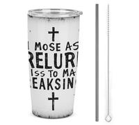 Bicchiere termico in acciaio inox da 20 once con croce cristiana e ispirazione religiosa, tazza da viaggio per auto a doppia parete con coperchio a cannuccia per uomo e donna, regalo per caffè