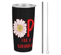 Bicchiere termico in acciaio inox Hope for A Cure Blood Donor Awareness Flower da 20 once, tazza da viaggio per auto a doppia parete con coperchio a cannuccia per uomini e donne, regali di caffè