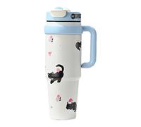 Bicchiere termico Jumbo con manico e cannuccia, tazza da viaggio in acciaio inox, a doppia parete, coperchio a prova di perdite, mantiene le bevande calde o fredde, ideale per casa, palestra e