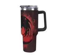 Bicchiere termico riutilizzabile da 1180 ml con cannuccia, tazza da viaggio in acciaio inox per caffè caldo e bevande fredde, silhouette di drago di fuoco