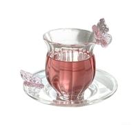 Bicchiere trasparente con decorazione a farfalla 3D a forma di fiore, per succhi, acqua, cocktail, lavabile in lavastoviglie, 250 ml