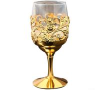 Bicchiere Vino Bordo Oro Metallo Elegante 5x12cm | Design sofisticato, bordo in metallo oro, per trasparente, per ideale per vini per rossi e per bianchi, per stile