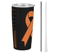 Bicchiere vintage in acciaio inossidabile da 20 once per la sensibilizzazione sul cancro ai reni, tazza da viaggio per auto a doppia parete con coperchio a cannuccia per uomo e donna, regalo per caff