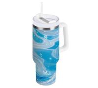 Bicchiere vuoto blu con falso glitter effetto marmo coldee con coperchio e cannuccia bottiglia d'acqua con manico bocca larga per andare tazza da caffè regalo per donne uomini lui lei