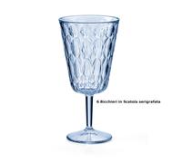 BICCHIERI a CALICE VANITY in Cristallo Acrilico Bio-based confezione da 4 pezzi diametro Ø 18,5xh 20 cm- 330 MlL BPA FREE colore Blu denim blu