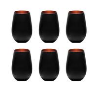 Bicchieri acqua, Bicchieri da cocktail colorati - Elements, Set da 6, bicolore nero-bronzo, 456 ml